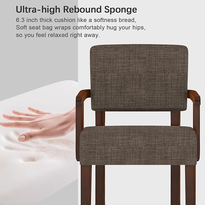 Mid Century Modern Accent ChairArmchairs with Solid Wood Frame and LegsUpholstered Reading Leisure Chair for Living RoomBedroomOfficeWaiting Room (Brown)