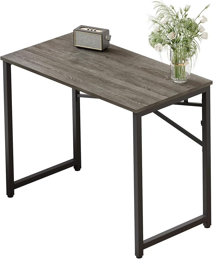 EMODA 40 inch Folding Desk No Assembly Required Home Office Desk Study Writing Gaming Computer Table Black Oak