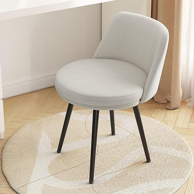 Living Room Chairs Makeup Vanity Chair with Metal Legs Upholstered Dining Chairs Office Chair Ergonomic Backrest for Living Dining Room Bedroom Dressing Room (Color : Light Gray