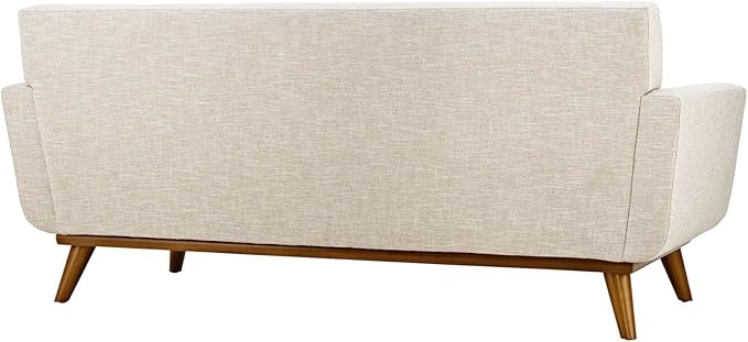 Modway Engage Mid-Century Modern Upholstered Fabric Loveseat in Beige