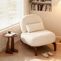 Upholstered Armless Accent Chair for Living Room Modern Comfy Living Room Chairs with Wooden Legs &amp Pillows Lounge Sofa Side Chair for Bedroom Reading (White 1)