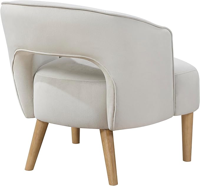 Lexicon Accent Arm Chair Modern Comfy Velvet Accent Chair Open Back with Solid Wood Legs for Living Room/Bedroom/Office/Waiting Room Gray