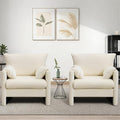 Chenille Oversized Armchair Set of 2 Wide Accent Chair for Living Room Bedroom Modern Upholstered Lounge Chair Mid-Century Reading Chair Comfy Single Sofa Chair Beige