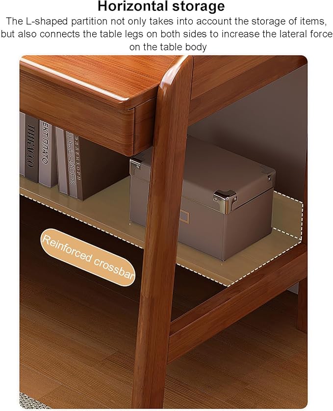 Solitar Soild Wood Computer Desk with HutchHome Office Desk Study Writing Desk with Shelves for Small SpaceSpace Saving PC Work Desk for Bedroom &amp Apartment(100x60x105cm(39x24x41in) Brown)