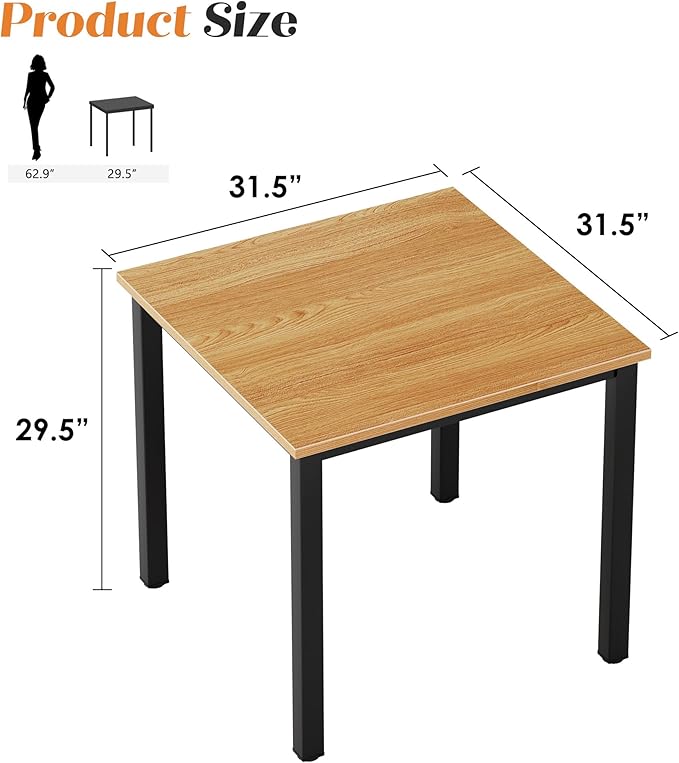 SDHYL 31.5 inches Modern Computer Desk Wooden Home Office Desk Small Writing Desk Study Table Sturdy Workstation Easy Assemble Teak (31.5L * 31.5W)