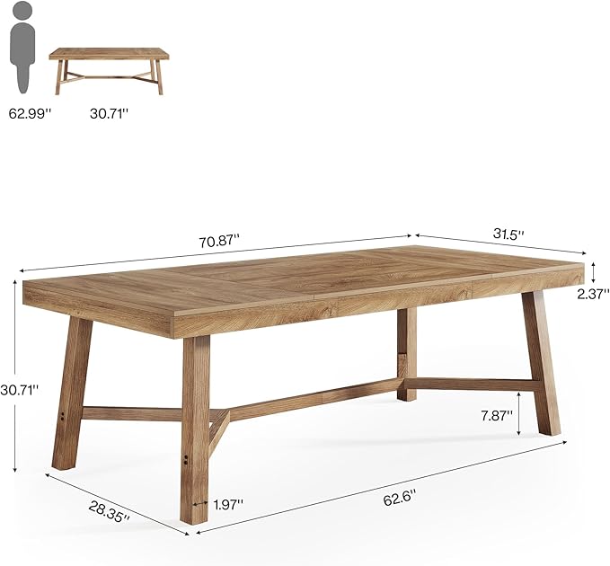 Tribesigns 71-Inch Executive Desk Farmhouse Office Computer Desk with Sturdy Leg Structure Rectangular Writing Table Business Furniture for Home Office Natural