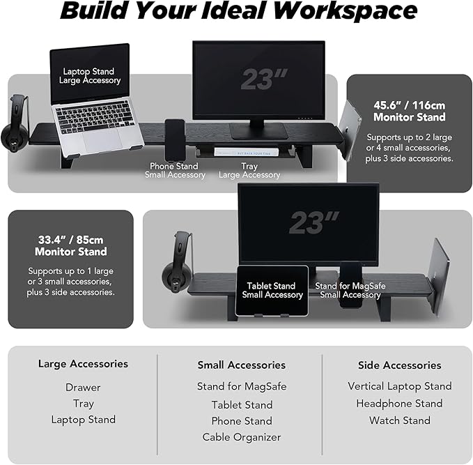 Moodular Add-ons Tablet/Smart Accessory Stand [Accessory Only - Requires Moodular Wooden Monitor Stand Slide Rails for Use] Black MSA-TS