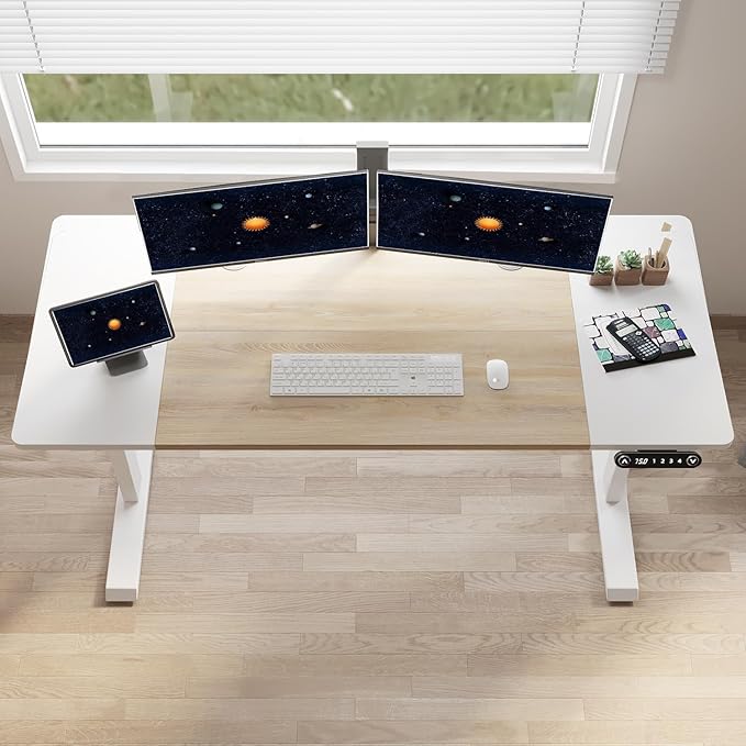 55” Electric Desk – Modern Height Adjustable Workstation with Quiet Motorfor Office or Studio