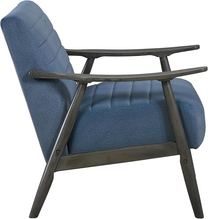 Casual Transitional Accent Chair 1pc Blue Fabric Upholstery Dark Gray Frame Solid Wood Living Room Furniture