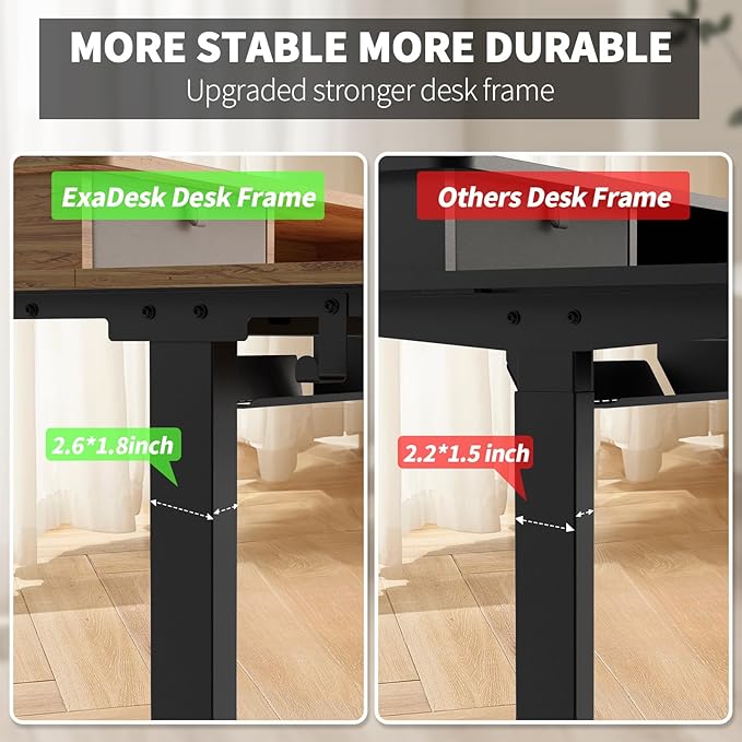 55 * 30 Inches Electric Standing Widened Desk Adjustable Height with 4 Drawers Double Storage Shelves Stand Up Desk Home Office Workstation Sit Stand up Desk (Light Rustic Brown)