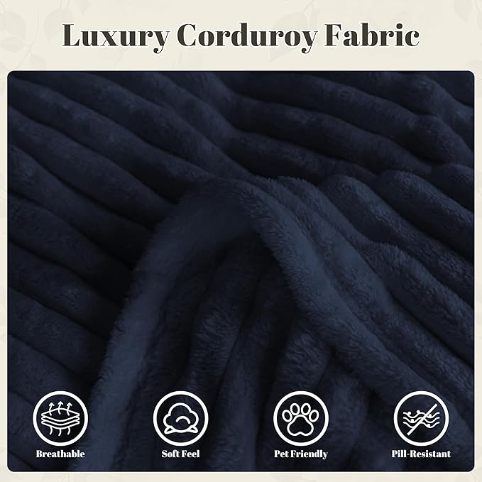 75 Cloud Loveseat Sofa 26 Deep Seat Boneless Couches for Living Room Modern 3 Seater Sofa with Throw Pillows Corduroy Compression Sofa in Box No Assembly Couch for Bedroom Dorm Dark Blue
