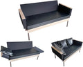 Small Black Futon Bed Apartment or Office Sofa for Small Space Cheap Futon Sofa Deep Seat Spring Support System A Full-Size Sofa Suitable for Adults.