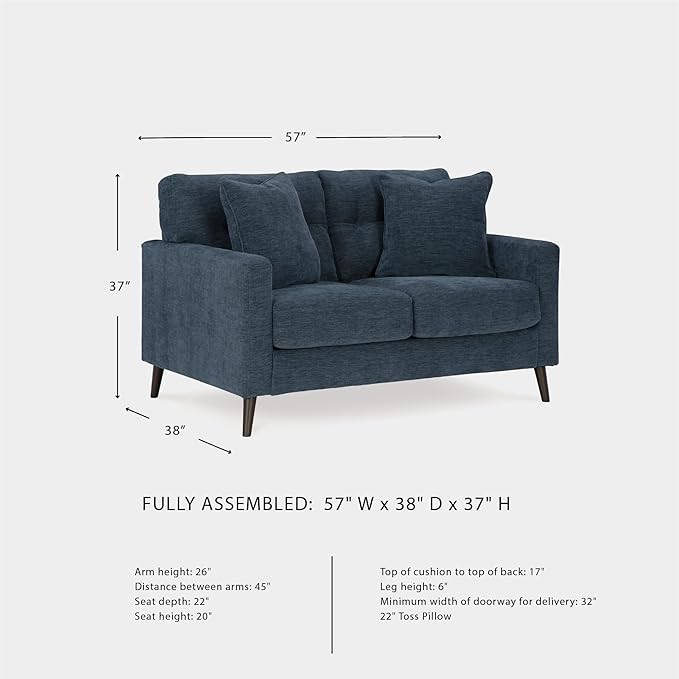 Signature Design by Ashley Bixler Classic Tufted Loveseat with Removable Cushions Blue