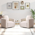 CANMOV Swivel Accent Chair Set of 2360-degree Swivel Barrel Chair with Curve Backrest Comfy Velvet Pumpkin-Shaped Round Armchair Modern Single Sofa for Living RoomBedroomWaiting RoomWhite