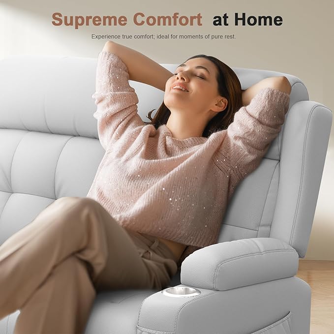 Reclining Loveseat Massage Loveseat Recliner Sofa Heavy Weight Capacity RV Love Seat Chair Clearance with Console USB Type C Port Storage Cup Holders Wall Hugger Couch (Light Gray Loveseat)