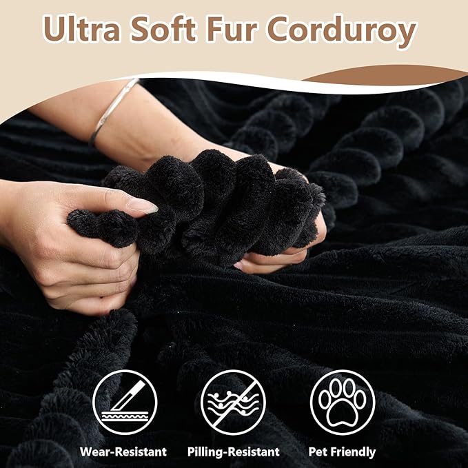Cloud Modular Sectional Sofa for Living Room137x110 Oversized U-Shaped Couch with 9 PillowsBig Comfy Couches SetFluffy Deep-Seat Corduroy Sofa with ChaiseNo Assembly (BlackRight-Facing Chaise)