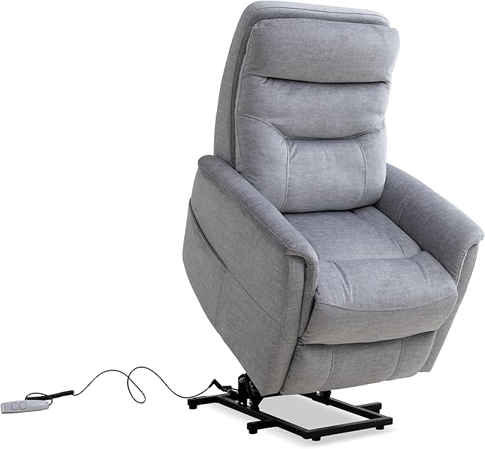Parker Living Gemini - Capri Silver Power Lift Recliner Chair with Articulating Headrest 100% Polyester Electric Recliner for Living Room