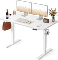 FEZIBO 48 x 24 Inchs Electric Standing Desk Height Adjustable Sit Stand Up Computer Office Desk with Splice Board White Frame/White Top
