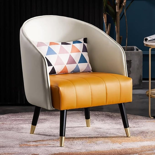 homary Leather Accent Chair with High Back Microfiber Upholstery Comfy Chair for Bedroom Reading Corner Living Room Chairs (White)