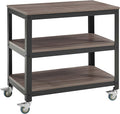 Modway Vivify Industrial Modern Three Tiered Serving Stand Rolling Cart in Gray Walnut