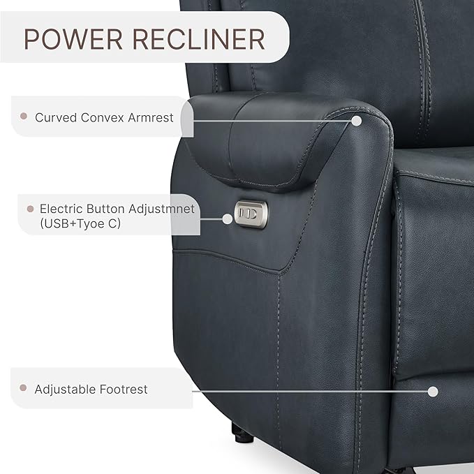 Wall Hugger Recliner Chair for Adults Faux Leather RV Recliner with USB Charging Ports Electric Power Reclining Sofa for Living Room Home Theater Seating Bedroom