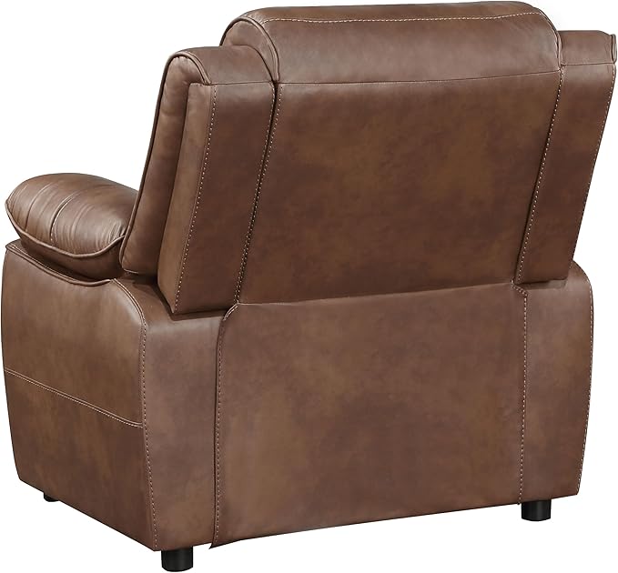 Coaster Home Furnishings - Ellington - Faux Leather Upholstered Padded Accent Chair with Black Legs Pillowtop Arms and Pocket Coil Seating - Living Room Chair - Dark Brown - 508283