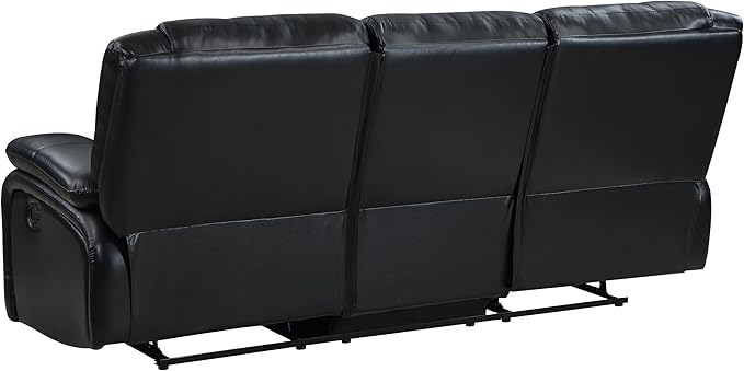 Coaster Home Furnishings - Camila - Fabric - Upholstered Motion Reclining Sofa with Pillow Armrests Channel Tufted Cushions and Wall-Hugger Design - Living Room - 30-Inch - Black - 610244