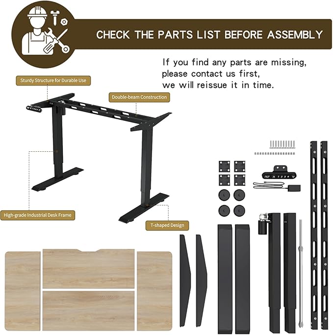 Electric Standing Desk 55 x 24 Inch Height Adjustable Desk Sit Stand Desk with Type-C Charging and Memory Preset Computer Desk for Home Office (Oak)