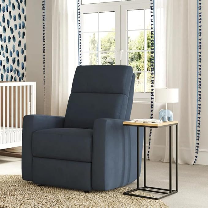 Nurture&amp The Glider Premium Power Recliner Nursery Glider Chair with Adjustable Head Support | Designed with a Thoughtful Combination of Function and Comfort | Built-in USB Charger (Navy)