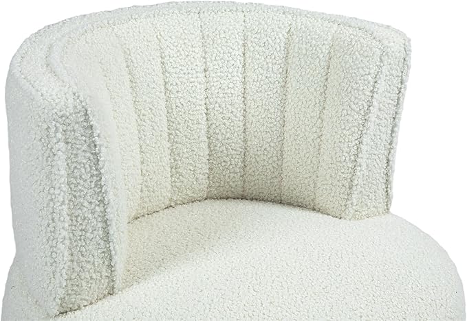 KEIKI Swivel Barrel Accent Chair 360 Degree Rotating Upholstered Armchair with Velvet Fabric for Living Room Office Bedroom Cream