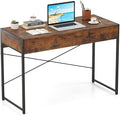 Giantex Computer Desk with 2 Drawers 44 Inch Home Office Desk with Anti-Toppling Device &amp Metal Frame Compact Laptop PC Table Vanity Table Modern Study Writing Desk for Small Spaces (Rustic Br