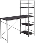 Computer Desk Home Office Laptop Storage Shelves 48 l Work Brown Laminate Grey Metal Contemporary Modern