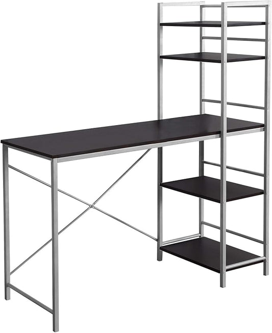 Computer Desk Home Office Laptop Storage Shelves 48 l Work Brown Laminate Grey Metal Contemporary Modern