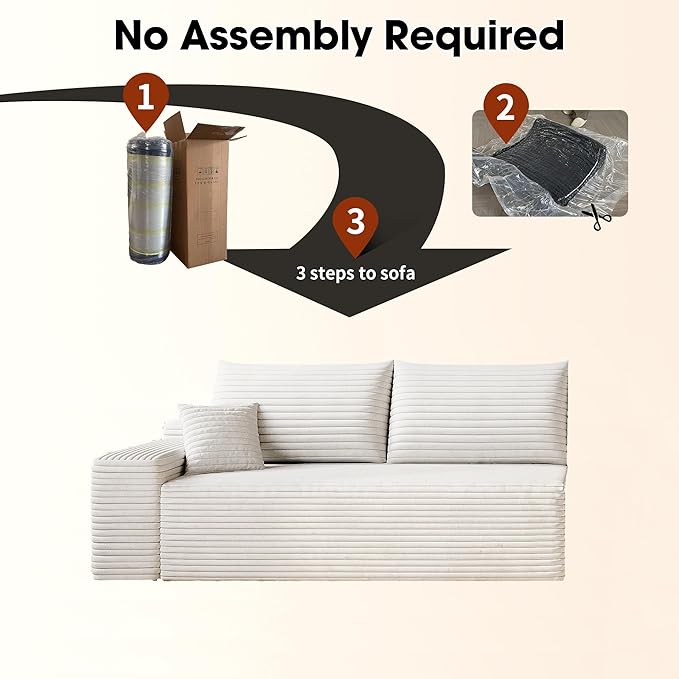37 Plush Corduroy Ottoman Upholstered Cloud Ottoman for Modular Sectional Couch No Assembly Required Compressed Memory Foam Ideal for Living Room Bedroom and More
