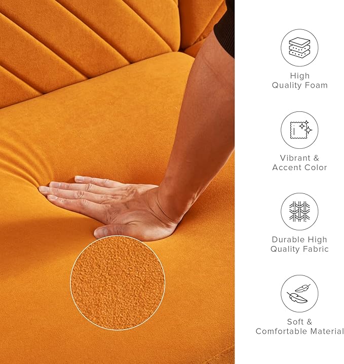 mopio 76.4 Futon Sofa Bed Couch Loveseat Sleeper Sofa Mid Century Modern Futon Couch Sofa Cama Couches for Living Room (Apricot Velvet)