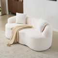72” Curved Loveseat Sofa Modern Teddy Boneless Couch with 2 Pillows for Small Spaces Living Room Bedroom No Assembly Required (Cream White)