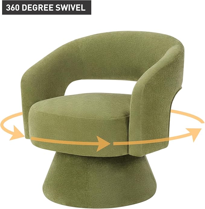 Bonzy Home Swivel Barrel Chair Velvet Accent Armchair 360 Degree Swivel Club Chair for Living Room Bedroom Reception Room 2 Pack Green