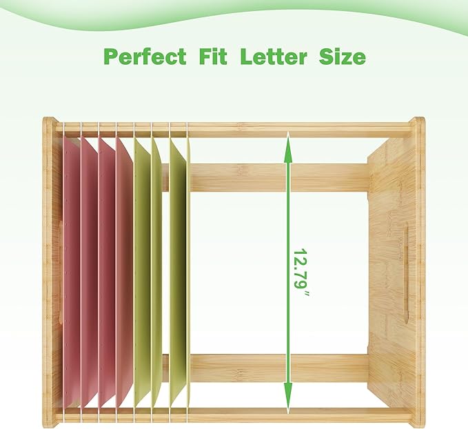 Hanging File Organizer Box for Letter Size Bamboo File Folder Organizer Storage Moving Boxes with Handle Wood Desk Filing Box for Office Banker Document