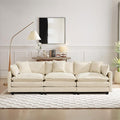 111.5” Modular Sectional Sofa Convertible Couches 3 Seater Chenille Deep Seat Cloud Couch with Pillows for Living Room Apartment Office(Beige)