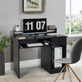 GORELAX Computer Desk with Hutch Wood PC Gaming Desk w/Drawers Open Storage Shelves Keyboard Tray Monitor Stand Student Desk for Bedroom Small Home Office Desk for Small Spaces (Black)