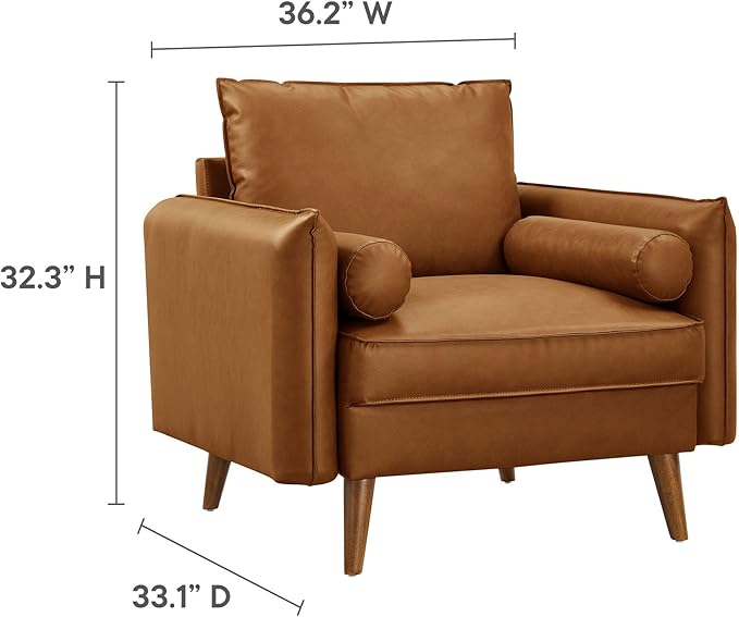 Modway Revive Faux Leather Accent Armchair in Tan