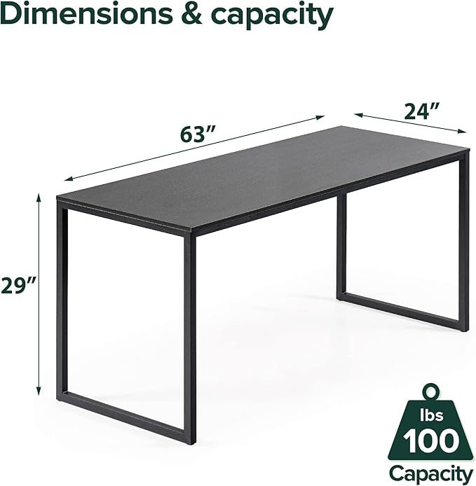 Zinus Jennifer 63 Inch Black Frame Desk Computer Workstation Office Desk Easy Assembly Deep Espresso