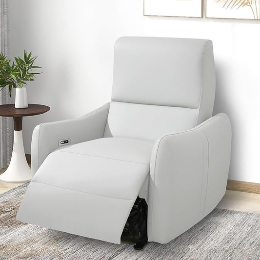 Wall Hugger Recliners for Small Spaces Zero Wall Power Recliner on ClearanceFaux Leather RV Recliner Leather Single SofaHome Theater Seating for Living Room w/USB Ports (Light-Gray)