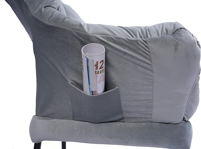 Modern Cotton Fabric Lazy Chair Accent Lounge Chair with Armrests &amp Side Pocket Comfortable Living Room Furniture for Adults