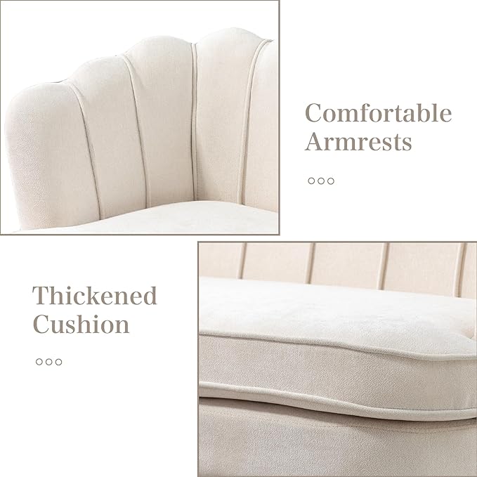 Chifee &amp Vingol Upholstered Small Loveseat for Small Space with Golden LegsBeige