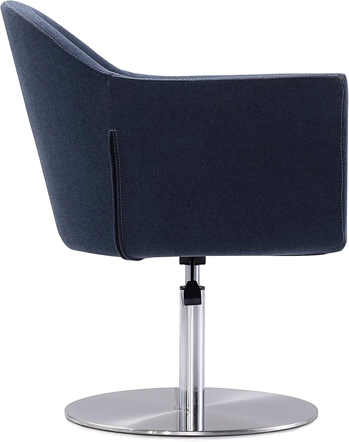 Manhattan Comfort Voyager Adjustable Swivel Accent Chair Set of 2 with 360° Turn Mid-Century Modern Design Woven Upholstery and Removable Cushion Ideal for Living Room or Home Office Smokey Blue