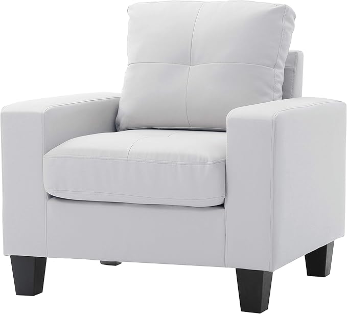 Stylish White PU Club Chair for Living Rooms &amp Bedrooms