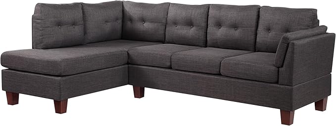 Lilola Home Dalia 97 W Dark Gray Linen Modern Sectional Sofa with Left Facing Chaise