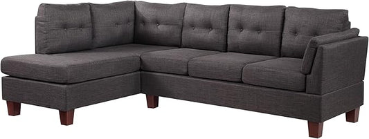 Lilola Home Dalia 97 W Dark Gray Linen Modern Sectional Sofa with Left Facing Chaise
