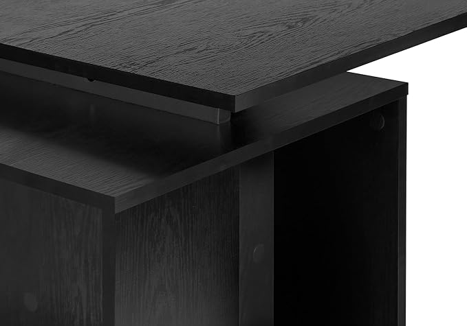 Computer Desk Home Office Left Right Set up Storage Shelves 55 l Work Laptop Black Laminate Black Metal Contemporary Modern